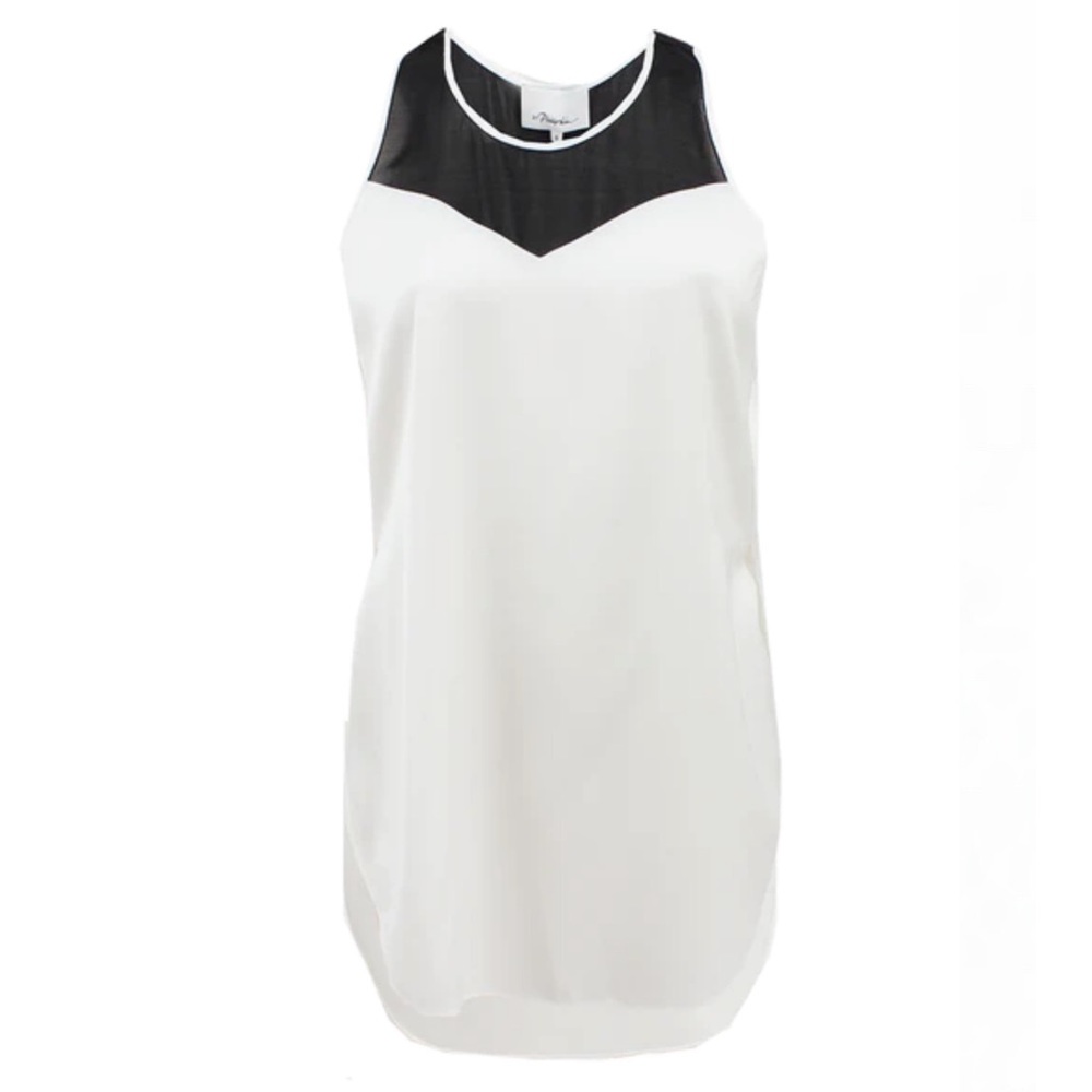 3.1 PHILLIP LIM white and black silk scoop neck tank top 4